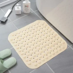 Shower Mats Rubber Shower Mat with Drain Hole - Non-Slip Bathtub Mat for Bathroom, Anti-Mildew, Quick-Drying, Comfortable and Safe for Kids and Elderly
