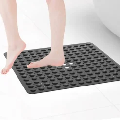 Shower Mats with Drain Hole - Non-Slip Bathtub Mat, Anti-Mildew, Quick-Drying, Comfortable and Safe for Kids and Elderly