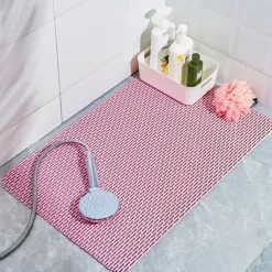 Shower Mats with Drain Hole - Non-Slip Bathtub Mat for Bathroom, Anti-Mildew, Quick-Drying, Comfortable and Safe for Kids and Elderly