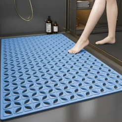 Shower Non Slip Mat, Square Bathtub Mat with Suction Cups & Drain Holes, Rubber Shower Stall Mat, Suspensible Safety Bath Shower Mats