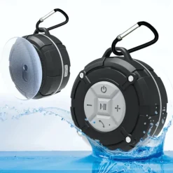 Shower Speaker, IPX7 Waterproof Bluetooth Speaker, Loud HD Sound, Portable Wireless Speaker with Suction Cup & Sturdy Hook, Built-in Mic, for Shower, Pool, Beach, Outdoor