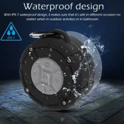 Shower Speaker, IPX7 Waterproof Bluetooth Speaker, Loud HD Sound, Portable Wireless Speaker with Suction Cup & Sturdy Hook, Built-in Mic, for Shower, Pool, Beach, Outdoor
