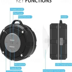 Shower Speaker, IPX7 Waterproof Bluetooth Speaker, Loud HD Sound, Portable Wireless Speaker with Suction Cup & Sturdy Hook, Built-in Mic, for Shower, Pool, Beach, Outdoor