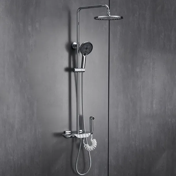 Shower System / Thermostatic Mixer valve Set - Handshower Included Multi Spray Shower Contemporary Electroplated Mount Outside Ceramic Valve Bath Shower Mixer Taps