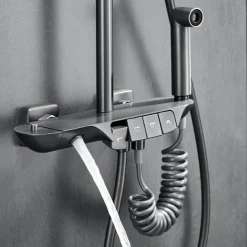 Shower System / Thermostatic Mixer valve Set - Handshower Included Multi Spray Shower Contemporary Electroplated Mount Outside Ceramic Valve Bath Shower Mixer Taps