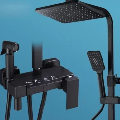 Shower System Faucet Set Wall Mounted, 9 inch Rainfall Shower Head Handshower Handheld Sprayer with Holder Electroplated / Painted Finishes Mount Inside Ceramic Valve Bath Shower