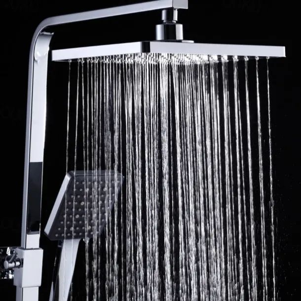 Shower System Faucet Set Wall Mounted, 9 inch Rainfall Shower Head Handshower Handheld Sprayer with Holder Electroplated / Painted Finishes Mount Inside Ceramic Valve Bath Shower