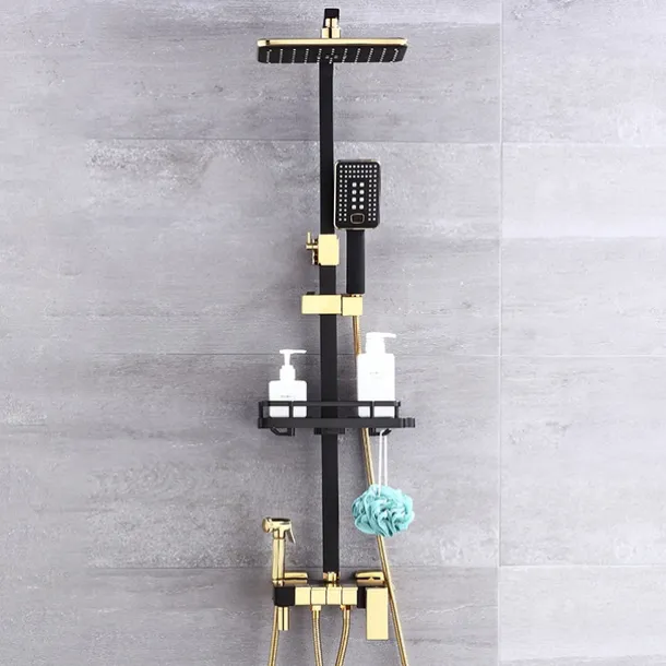 Shower System Faucet Set Wall Mounted, 9 inch Rainfall Shower Head Handshower Handheld Sprayer with Holder Electroplated / Painted Finishes Mount Inside Ceramic Valve Bath Shower