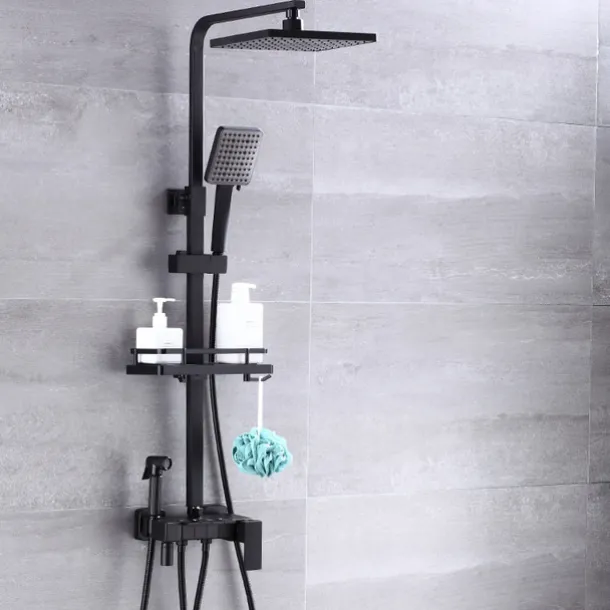 Shower System Faucet Set Wall Mounted, 9 inch Rainfall Shower Head Handshower Handheld Sprayer with Holder Electroplated / Painted Finishes Mount Inside Ceramic Valve Bath Shower