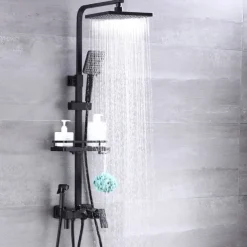 Shower System Faucet Set Wall Mounted, 9 inch Rainfall Shower Head Handshower Handheld Sprayer with Holder Electroplated / Painted Finishes Mount Inside Ceramic Valve Bath Shower