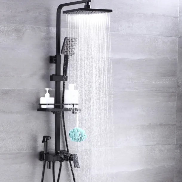 Shower System Faucet Set Wall Mounted, 9 inch Rainfall Shower Head Handshower Handheld Sprayer with Holder Electroplated / Painted Finishes Mount Inside Ceramic Valve Bath Shower