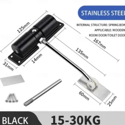 Silent Adjustable Automatic Door Closer,Lightweight, Automatic Door Closer with Soft Close Spring for Effortless, Quiet Door Closing