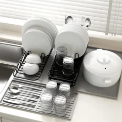 Silicone Coffee Mats Set with Raised Edges - Coffee Bar Mat for Countertop, Coffee Accessories Fit Under Coffee Maker Espresso Machine, Dish Drying Mat, Heat Resistant Kitchen Gadget