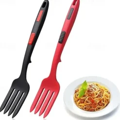 Silicone Flexible Forks Multifunctional Silicone Cooking Fork Heat-Resistant Cooking Tools Silicone Flexible Fork Noodle Fork