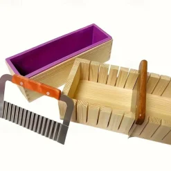 Silicone Soap Molds for Soap Making Kit Soap Making Supplies with Soap Cutters, Wooden Box, Wavy and Straight Scraper