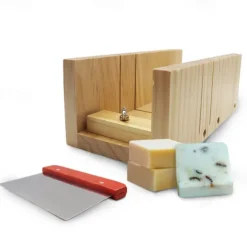 Silicone Soap Molds for Soap Making Kit Soap Making Supplies with Soap Cutters, Wooden Box, Wavy and Straight Scraper