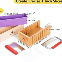 Silicone Soap Molds for Soap Making Kit Soap Making Supplies with Soap Cutters, Wooden Box, Wavy and Straight Scraper