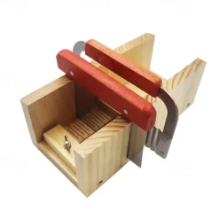 Silicone Soap Molds for Soap Making Kit Soap Making Supplies with Soap Cutters, Wooden Box, Wavy and Straight Scraper