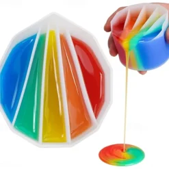 Silicone Split Cups 4 Pcs Thickened And Durable Resin Mixing Cups Fluid Art Acrylic Paint Pouring Drawing Resin Pouring DIY Make Resin Art Drawings With 2-5 Channels Divider Paint Pouring Supplies