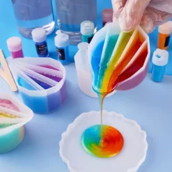 Silicone Split Cups 4 Pcs Thickened And Durable Resin Mixing Cups Fluid Art Acrylic Paint Pouring Drawing Resin Pouring DIY Make Resin Art Drawings With 2-5 Channels Divider Paint Pouring Supplies