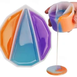 Silicone Split Cups 4 Pcs Thickened And Durable Resin Mixing Cups Fluid Art Acrylic Paint Pouring Drawing Resin Pouring DIY Make Resin Art Drawings With 2-5 Channels Divider Paint Pouring Supplies