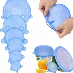 Silicone Stretch Lids 2 Color 24 Packs Zero Waste Reusable Silicon Container Lid for Cover Leftover Food and Fruit or Seal Bowl 6 12 Packs