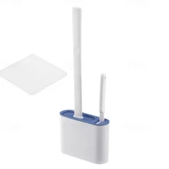 Silicone Toilet Brush And Holder with Sticky Hook, Wall Hanging Toilet Brush, Silicone Soft Bristles Brush, Toilet Floor Cleaning Tool