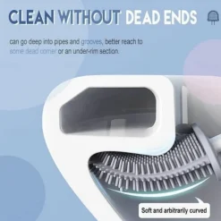 Silicone Toilet Brush and Holder Set,Revolutionary Flex Toilet Brush, Deep Cleaner Bathroom Toilet Brush and Quick Drying Holder Set, No-Slip Long Plastic Handle
