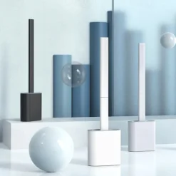 Silicone Toilet Brush Wall Mounted Removable Handle Holder Set No-Slip Bendable Brush Head Cleaning Tools WC Accessories