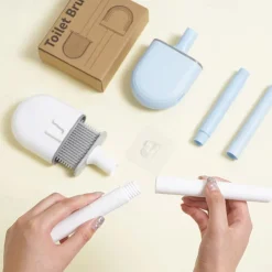 Silicone Toilet Brush Wall Mounted Removable Handle Holder Set No-Slip Bendable Brush Head Cleaning Tools WC Accessories