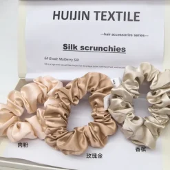 Silk Hair Scrunchies Ties for Frizz & Breakage Prevention, 100% Mulberry, No Damage, Elastic Ponytail Holders, 1Pc
