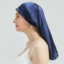 Silk Long Elastic Band Long Hair Sleeping Cap Breathable Windproof Warm Silk Mulberry Silk Elastic Hair Cap Hat
