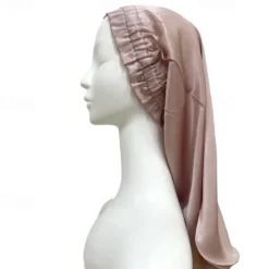 Silk Long Elastic Band Long Hair Sleeping Cap Breathable Windproof Warm Silk Mulberry Silk Elastic Hair Cap Hat