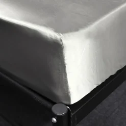 Silk Satin Fitted Sheet Bedding Fitted Sheet King/Queen/Double/Twin Size Deep Pocket Hotel Home Bedroom Wrinkle Fade Stain Resistant Soft