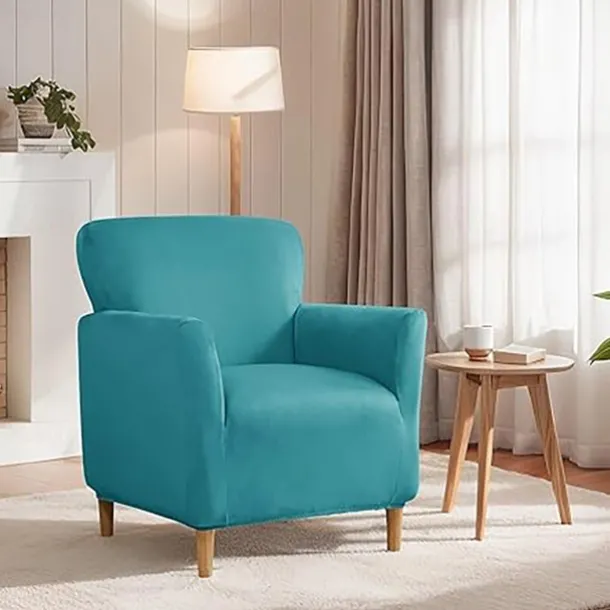 Silver Fox Velvet Traditional Single Sofa Cover - Full Coverage Stretch Slipcover for Small Armchairs and Internet Café Sofa Chairs