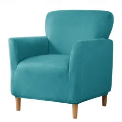 Silver Fox Velvet Traditional Single Sofa Cover - Full Coverage Stretch Slipcover for Small Armchairs and Internet Café Sofa Chairs