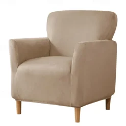 Silver Fox Velvet Traditional Single Sofa Cover - Full Coverage Stretch Slipcover for Small Armchairs and Internet Café Sofa Chairs