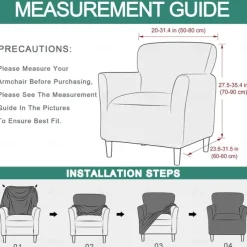 Silver Fox Velvet Traditional Single Sofa Cover - Full Coverage Stretch Slipcover for Small Armchairs and Internet Café Sofa Chairs