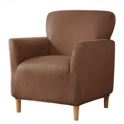 Silver Fox Velvet Traditional Single Sofa Cover - Full Coverage Stretch Slipcover for Small Armchairs and Internet Café Sofa Chairs