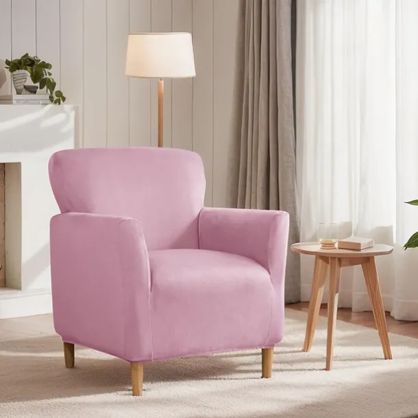 Silver Fox Velvet Traditional Single Sofa Cover - Full Coverage Stretch Slipcover for Small Armchairs and Internet Café Sofa Chairs