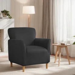 Silver Fox Velvet Traditional Single Sofa Cover - Full Coverage Stretch Slipcover for Small Armchairs and Internet Café Sofa Chairs