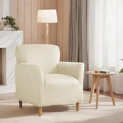 Silver Fox Velvet Traditional Single Sofa Cover - Full Coverage Stretch Slipcover for Small Armchairs and Internet Café Sofa Chairs