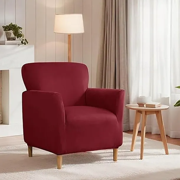 Silver Fox Velvet Traditional Single Sofa Cover - Full Coverage Stretch Slipcover for Small Armchairs and Internet Café Sofa Chairs