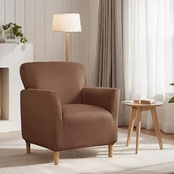 Silver Fox Velvet Traditional Single Sofa Cover - Full Coverage Stretch Slipcover for Small Armchairs and Internet Café Sofa Chairs