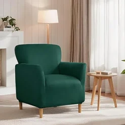 Silver Fox Velvet Traditional Single Sofa Cover - Full Coverage Stretch Slipcover for Small Armchairs and Internet Café Sofa Chairs