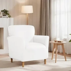 Silver Fox Velvet Traditional Single Sofa Cover - Full Coverage Stretch Slipcover for Small Armchairs and Internet Café Sofa Chairs