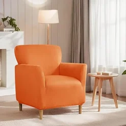 Silver Fox Velvet Traditional Single Sofa Cover - Full Coverage Stretch Slipcover for Small Armchairs and Internet Café Sofa Chairs