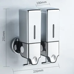Silver 500lm/1000lm/1500lm Manual Soap Dispenser With Lever Hotel Bathroom Wall Mounted Square Soap Dispenser