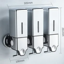 Silver 500lm/1000lm/1500lm Manual Soap Dispenser With Lever Hotel Bathroom Wall Mounted Square Soap Dispenser