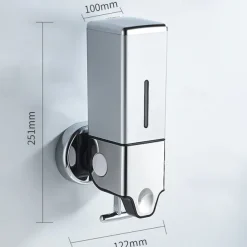 Silver 500lm/1000lm/1500lm Manual Soap Dispenser With Lever Hotel Bathroom Wall Mounted Square Soap Dispenser